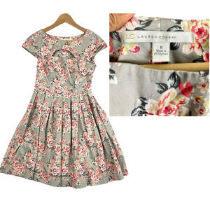 LC Lauren Conrad Zip Floral Peek a Boo A-Line Dress Sz 6 Women's